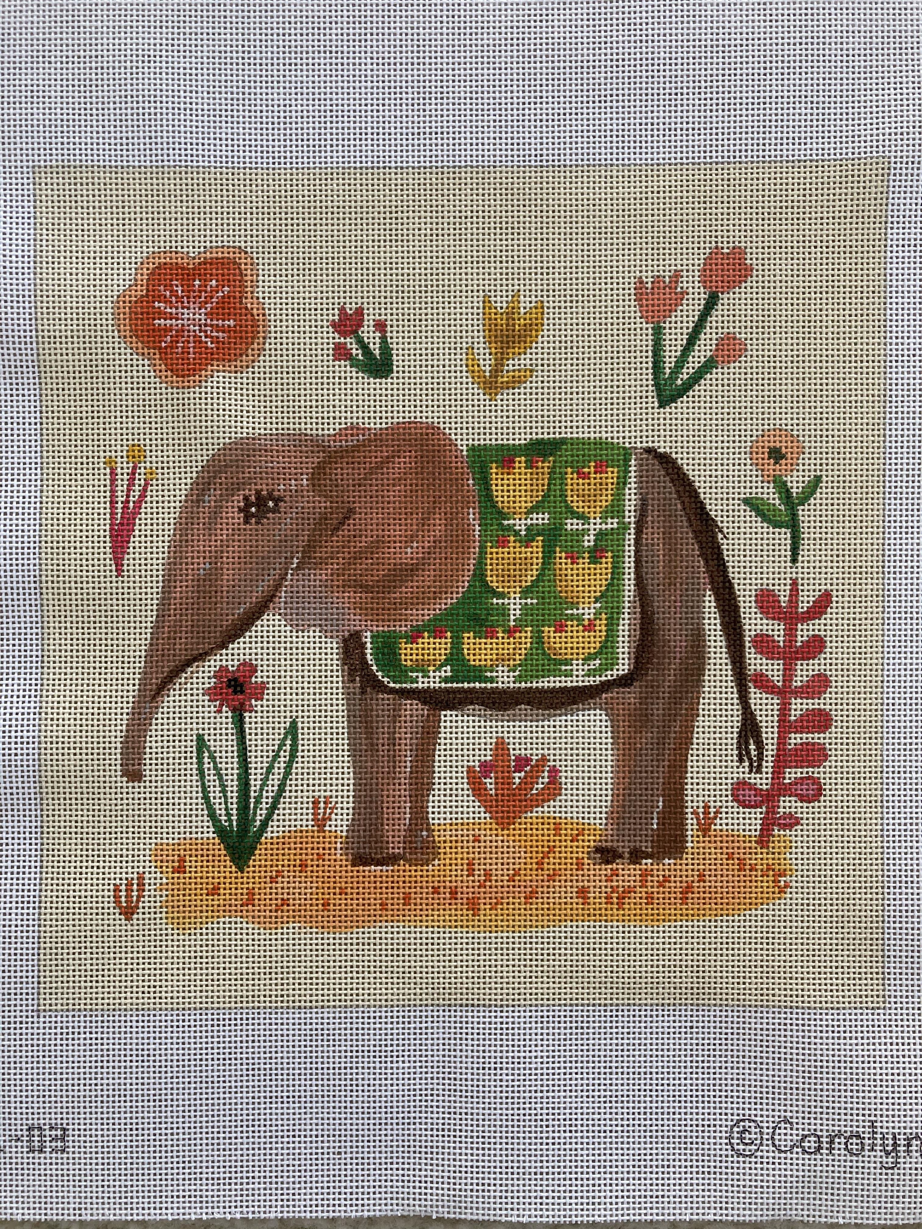Elephant with Tulip Blanket