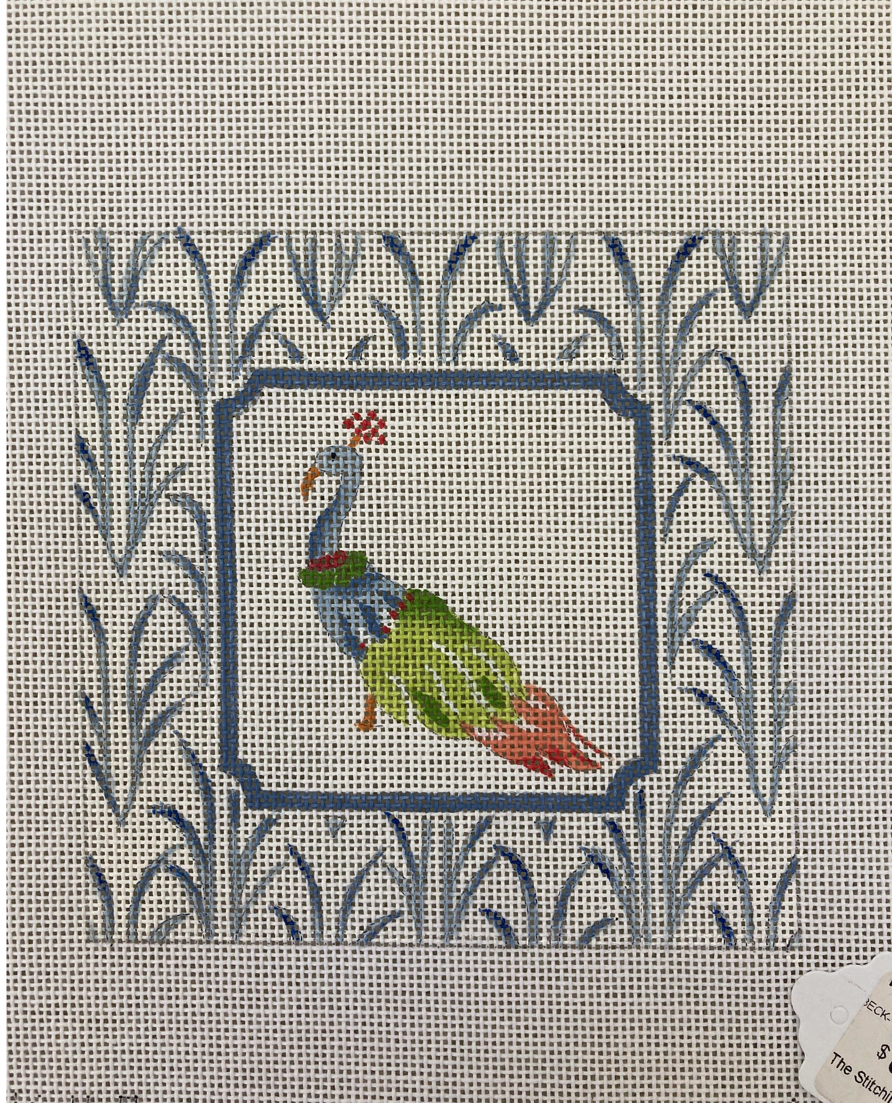 Peacock with Blue Border